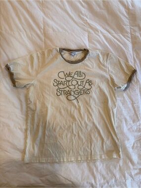 Graphic Ringer Tee in Cream with Olive Text